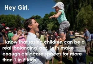 Liberal Leader Justin Trudeau balances his 5-month-old son Hadrian on his hand while attending the B.C. Day Liberal barbeque in Vancouver, B.C., on Monday August 4, 2014. THE CANADIAN PRESS/Darryl Dyck