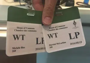 Michele + Harriett nametag